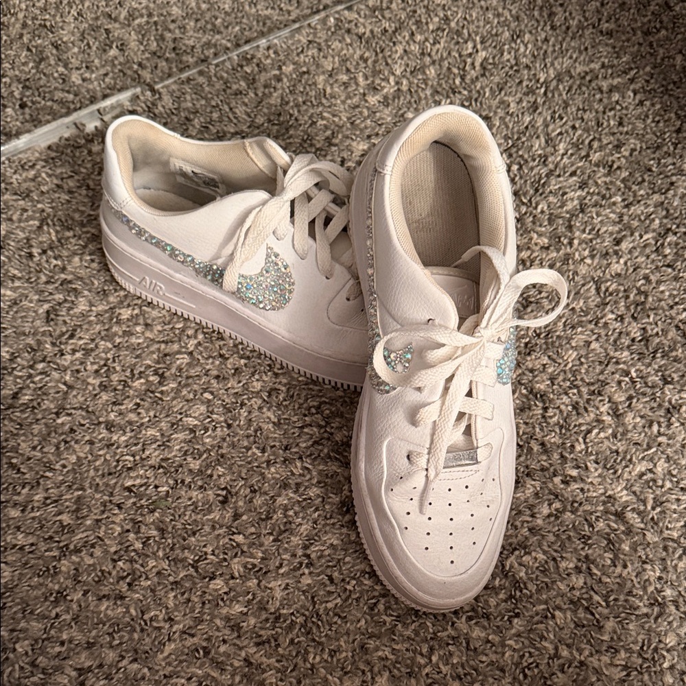Nike White and Glitter Sneakers